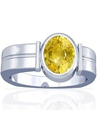18K White Gold Oval Cut Yellow Sapphire Solitaire Ring