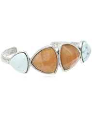 Lucky Brand "Pyramid & Hearts" Druzy Stone Cuff Bracelet, 2.25"