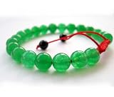 8mm Green Jade Stone Beads Tibetan Buddhist Mala Bracelet for Meditation