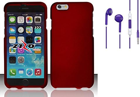 Combo pack For iPhone 6 - Rubberized Hard Snap-On Cover - Red RP And MYBAT Purple Stereo Handsfree (745) (with Package) for APPLE The new iPad APPLE iPhone 4S/4 APPLE iPad 2 APPLE iPod touch (4th generation) APPLE iPad APPLE iPod nano (6th generation) APPLE iPod shuffle (4th generation) APPLE iPhone 3GS/3G APPLE iPod touch (3rd generation) APPLE iPod nano (5th generation) APPLE iPhone 5S/5 APPLE iPod touch (5th generation) APPLE iPad Mini APPLE iPod nano (7th generation) APPLE iPad 4 (with Retin