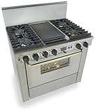 IMAGE OF FiveStar: TPN3377BSW 36'' Pro-Style Dual-Fuel LP Gas Range with 4 Sealed Ultra High-Low Burners, 3.69 cu. ft. Convection Oven, Self-Cleaning and Double Sided Grill/Griddle: Stainless Steel with Brass Package