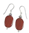 Solid Sterling Silver Red Jasper Rounded Earrings