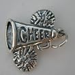 Sterling Silver Cheer Megaphone with Pom Poms charm