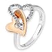 18K White And Rose Gold Pave Setting Round Diamond Accent Double Heart Ring (0.15 cttw, G-H Color, VS2-SI1 Clarity)