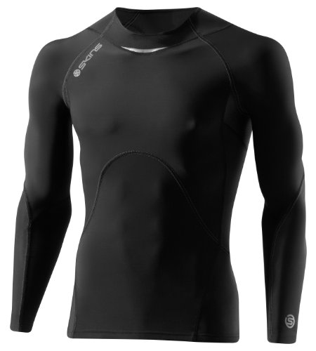 SKINS Men's A400 Long Sleeve Top , Black/Charcoal, X-Small