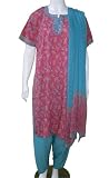 Rose and Sea Blue Printed Casual Salwar Kurta Suit Size 48
