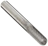 PFERD Cylindrical Carbide Bur, Uncoated (Bright) Finish, Fine Single Cut, Radius End, 1/8" Shank, 1/8" Head Diameter, 1/2" Head Length (SC-42)
