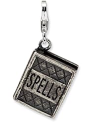 Sterling Silver 3 D Antiqued Spells Book with Lobster Clasp Charm
