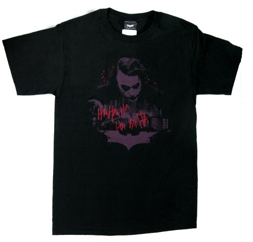 The Dark Knight People Will Die Joker Ha Ha Ha Mens Black Tee T-Shirt
