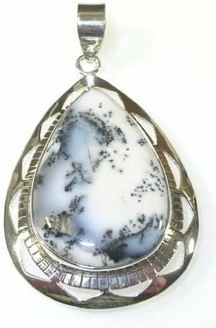 Dendrite Opal &amp; Sterling Silver Teardrop Pendant