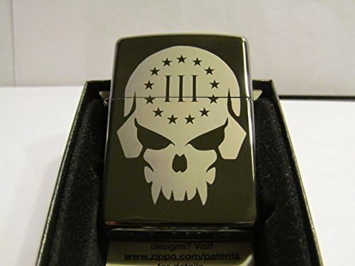 Custom Laser Etched Ebony Lighter 3% Skull New