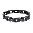 Men`s Black Plated Stainless Steel Bracelet, 8.5"