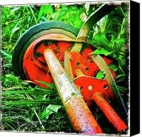 Old Red Push Lawnmower Canvas Print / Canvas Art - Artist Mark Delfs Old Red Push Lawnmower Canvas Print / Canvas Art - Artist Mark Delfs