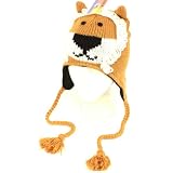 Winter Lion Animal Knit Trapper Trooper Fleece Ski Hat Beige