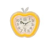 Yellow Clear Plastic Apple Shape Case White Dial Alarm Clock