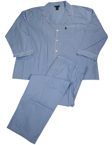 Izod - Mens Big and Tall Long Sleeve Broadcloth Plaid Pajama