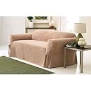 Sure Fit Soft Suede 1-Piece Loveseat Slipcover, Sable