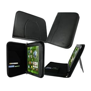 rooCASE Executive Portfolio (Black) Leather Case Cover with Landscape / Portrait View for Lenovo IdeaPad K1 10.1-Inch Android Tablet