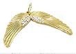 Double Angel Wings Charm or Pendant with Aurora Borealis Crystals - Gold Finish