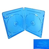 10 Blue Case For Blu-Ray Movie DVD CD Disc Box, Double Disc Capacity with Sony Licensed Blu-Ray Logo