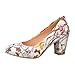 Charm Foot Fashion Floral Print Womens Chunky High Heel Pumps