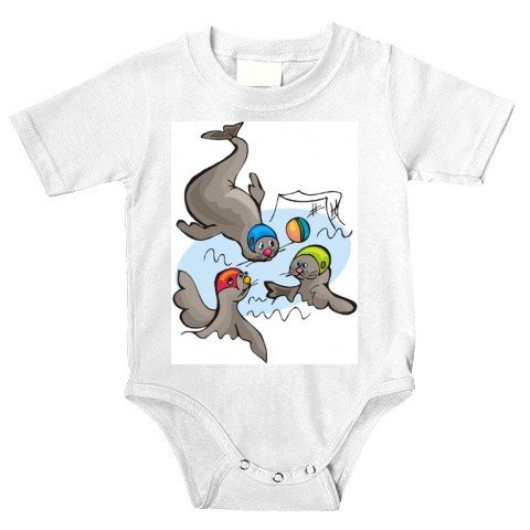 Onesie with water, polo, sport, seal, animal, ball
