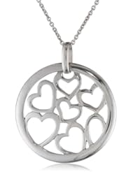 Sterling Silver Open Heart Design Medallion Pendant Necklace, 18"