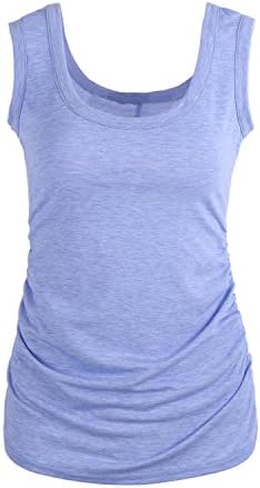Tank Tops for Women PinkPatty Brand Scoop Neck Sports Pullover Tank Tees Color Blue Size Small