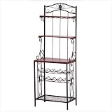 Kitchen Bakers Rack Style Wine Bottle And Glass Stand