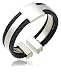 Men\'s Stainless Steel Open-Ended Ring w/ Black Cable Detail