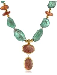 Nava Zahavi Apatite Two Sunstone Drops Wrapped 24K Gold Necklace
