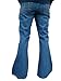Mens Stonewash Blue Denim Bell Bottom Mod Retro Flares Jeans