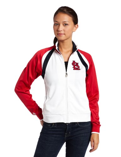 MLB Women's St.Louis Cardinals Thermabase Long Sleeve Full Zip Fleece Track Jacket, Pro Wht/Pro Scarlet/Pro Navy, X-Large