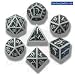 Q-Workshop Polyhedral 7-Die Set: Carved Skull Dice Set (White and Black)