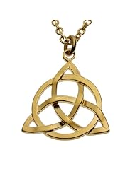 Delicate Triquetra Trinity Knot Gold Dipped Necklace on 18" Rolo Chain