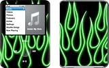 Green Neon Flames Design Protective Decal Skin Sticker for Apple iPod nano 3G (3rd Generation) 4GB/ 8GB Player