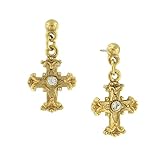 UPC 011996020248 product image for The Vatican Library Collection Gold-Tone Adorned Cross Earrings | upcitemdb.com