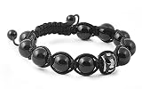 10mm Black Shiny Disco Balls BLACK LUCKY CHARM CLOVER Stainless Steel Bracelet