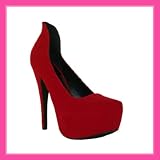 Women's Qupid Red High Heel Stiletto Platform Pumps (Penelope38)