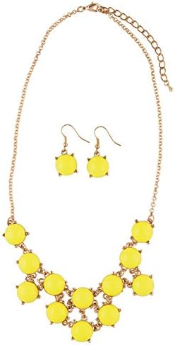 Kristine Accessories Lemon Twist Yellow Cascade Bubble Necklace and Earring Set Yellow