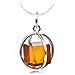 Honey Amber Cube Millennium Collection Sterling Silver Spherical Pendant Snake Chain