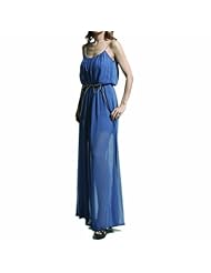 Full Length Belted  Chiffon/Rayon Maxi Dress  With a Bow(s)