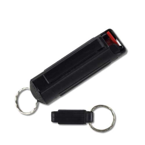 Fury OC 18% Aerosol Red Pepper Spray Hard Plastic Holder Black with Quick Release Key Ring, .50-ounce, Stream