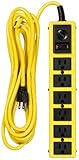 Yellow Jacket 5138 Metal Surge Protector Strip, 15-Foot Cord, 6-Outlet