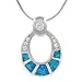 Tressa Sterling Silver CZ and Blue Opal Oval Necklace