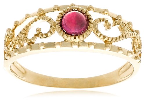10k Yellow Gold Rhodolite Garnet Filigree Design Ring