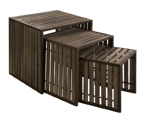 Iron Reinforced Wood Tiered Table Planter Stand - Set of 3