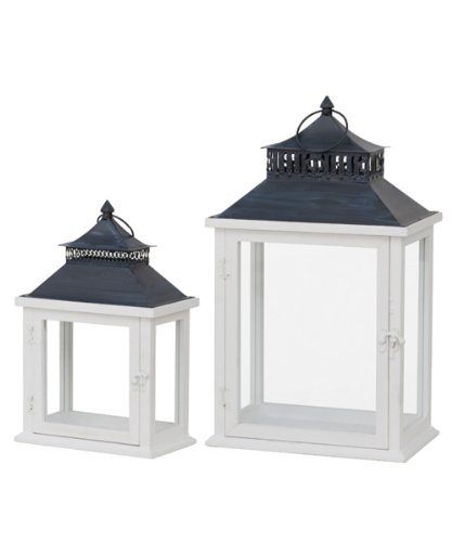 Siena Garden 701672 Laternenset Agiro 2 teilig, aus Holz, weiss Preisvergleich