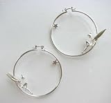 Disney Couture Silver Plated Hoop Earrings With Reclining Tinkerbell ! 08 Kidada Jones Newest...
