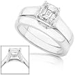1.03 Carat EGL Certified Asscher-Cut Diamond Wedding Rings Set in 14kt White Gold (I/VS1)